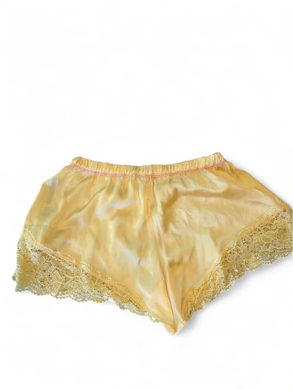 Free People Pale Yellow Lace-Trim Sleep Shorts